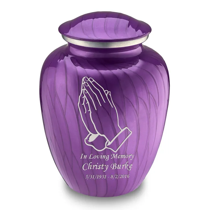 Adult Embrace Pearl Purple Praying Hands Cremation Urn GetUrns Earrings