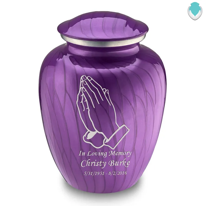 Adult Embrace Pearl Purple Praying Hands Cremation Urn GetUrns Earrings