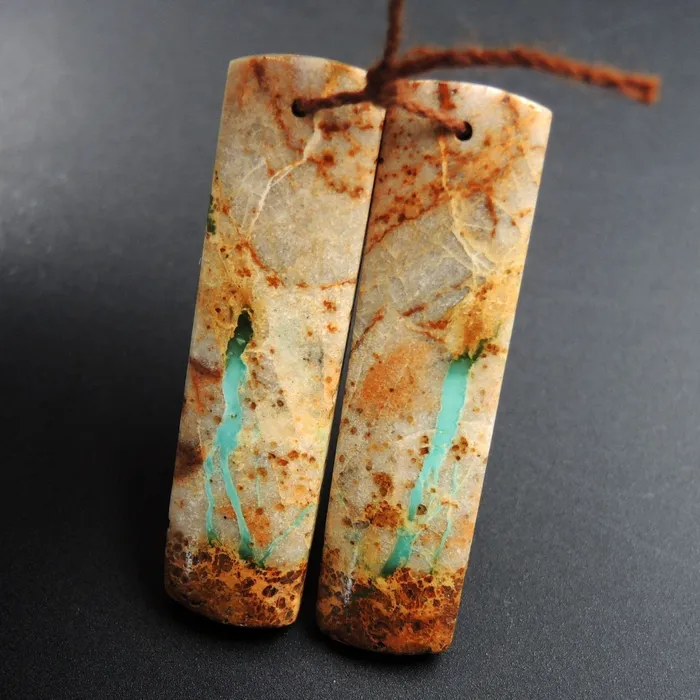 Earrings Intrinsic Trading Natural Turquoise From Royston Nevada Cabochon Cab Pair Drilled Matched Earrings Bead Pair E3266