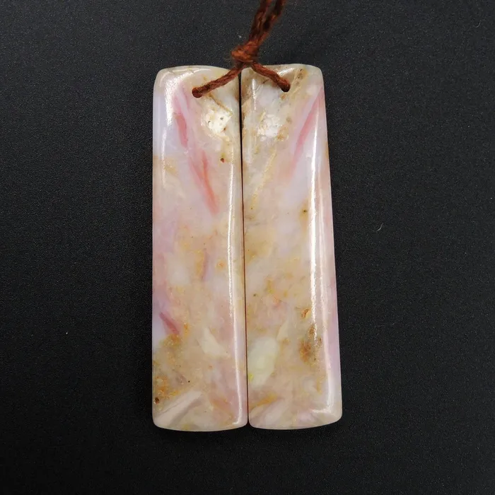 Earrings Intrinsic Trading Pink Opal Earring Pair Rectangle Cabochon Cab Pair Drilled Matched Earrings Natural Bead Pair E2744