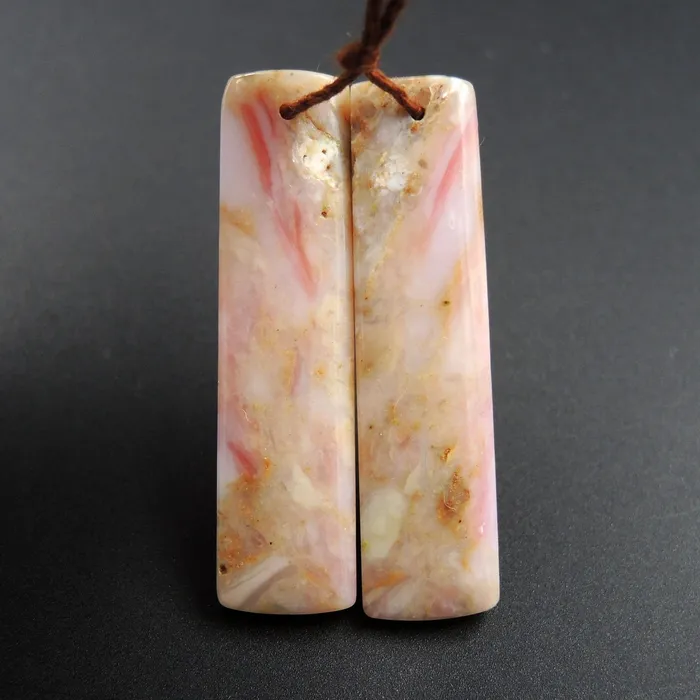 Earrings Intrinsic Trading Pink Opal Earring Pair Rectangle Cabochon Cab Pair Drilled Matched Earrings Natural Bead Pair E2744
