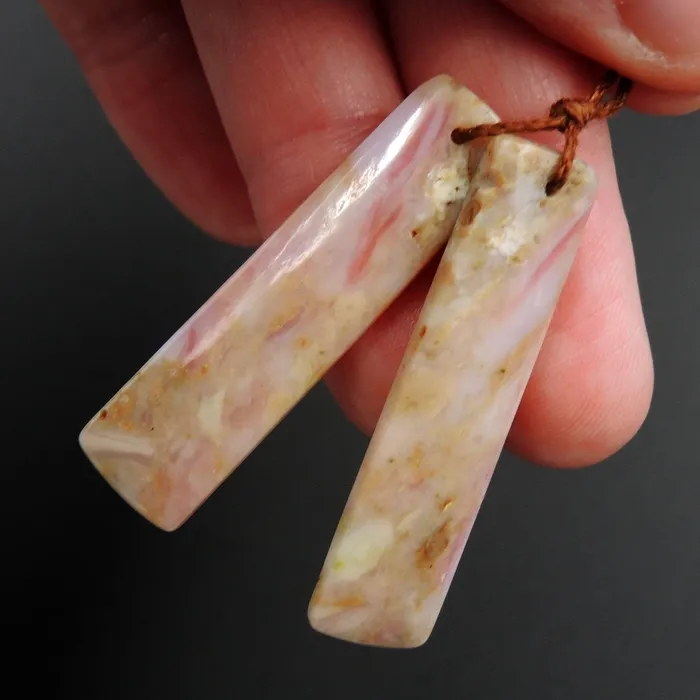 Earrings Intrinsic Trading Pink Opal Earring Pair Rectangle Cabochon Cab Pair Drilled Matched Earrings Natural Bead Pair E2744