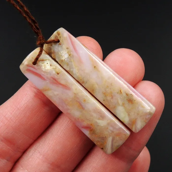 Earrings Intrinsic Trading Pink Opal Earring Pair Rectangle Cabochon Cab Pair Drilled Matched Earrings Natural Bead Pair E2744