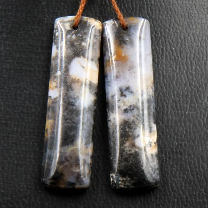 Intrinsic Trading Earrings Natural Amethyst Sage Chalcedony Earring Pair Cabochon Cab Pair Drilled Matched Earrings Bead Pair Natural Dendritic Stone From Oregon