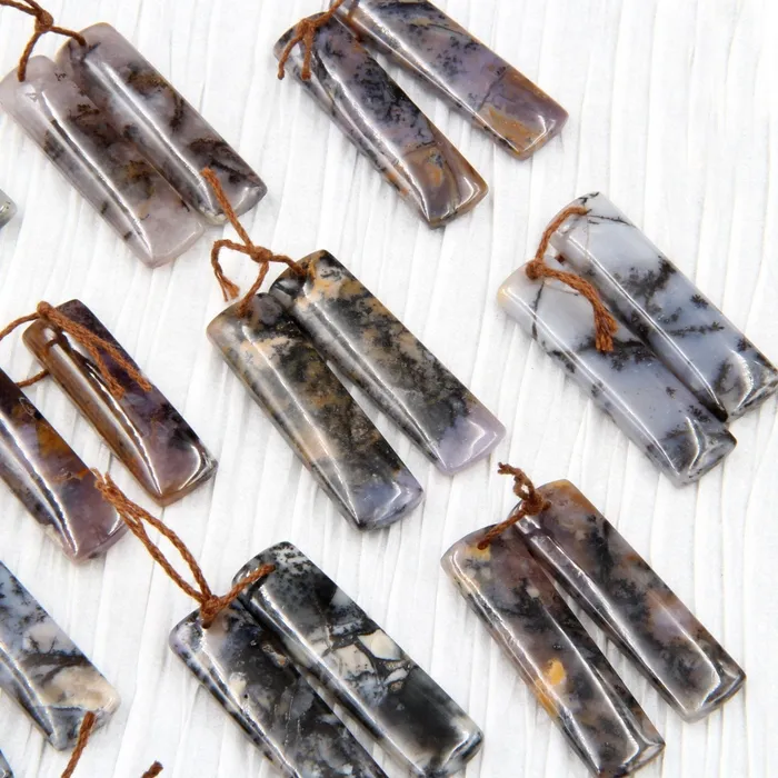 Intrinsic Trading Earrings Natural Amethyst Sage Chalcedony Earring Pair Cabochon Cab Pair Drilled Matched Earrings Bead Pair Natural Dendritic Stone From Oregon