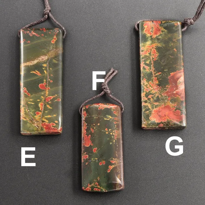 Intrinsic Trading Necklaces Natural Red Creek Jasper Pendant Side Drilled Flat Rectangle Pendant Natural Multi Color Picasso Jasper Cherry Creek