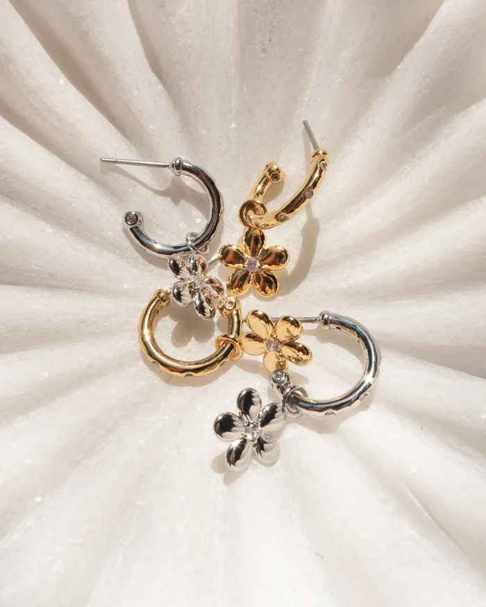 Luv Aj Diamonte Daisy Hoops Silver Rings Luv Aj Diamonte Daisy Hoops Silver Rings