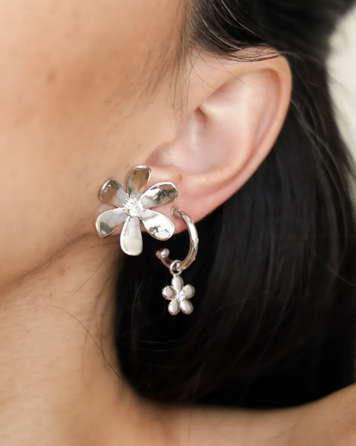 Luv Aj Diamonte Daisy Hoops Silver Rings Luv Aj Diamonte Daisy Hoops Silver Rings