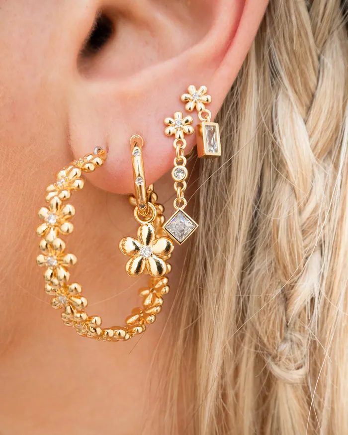 Luv Aj Diamonte Daisy Hoops Silver Rings Luv Aj Diamonte Daisy Hoops Silver Rings