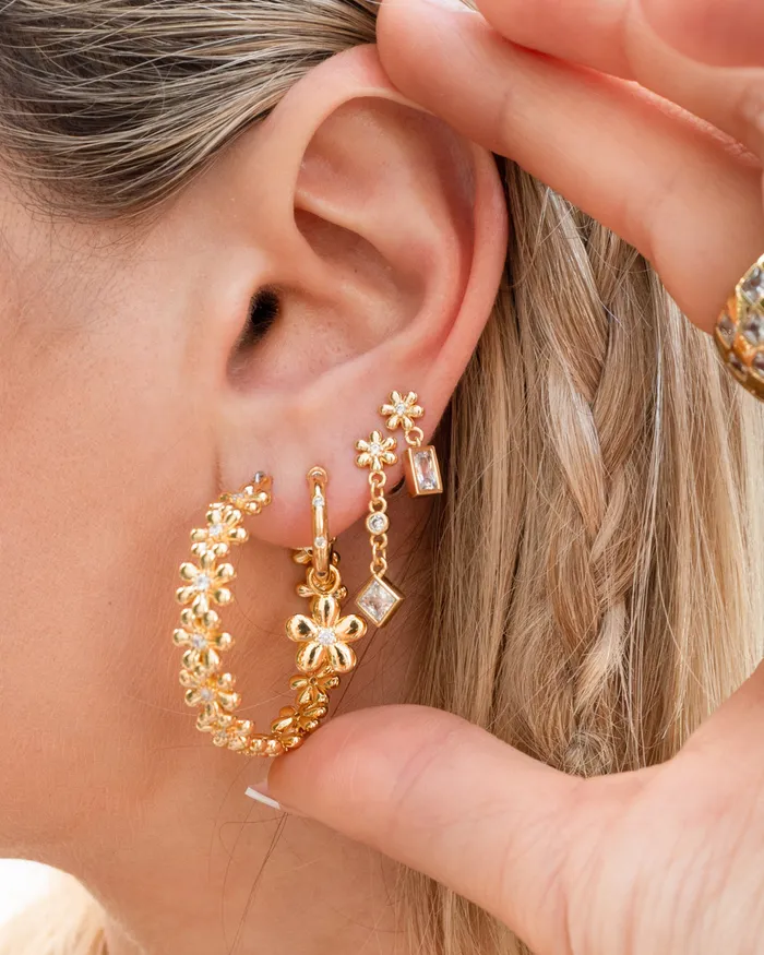 Luv Aj Diamonte Daisy Hoops Silver Rings Luv Aj Diamonte Daisy Hoops Silver Rings