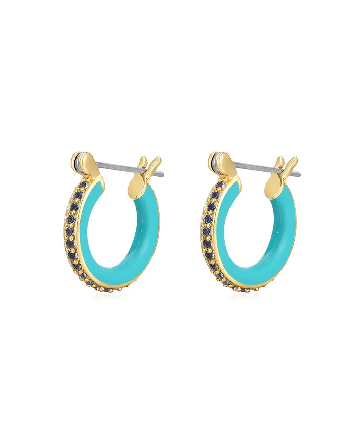 Luv Aj PreStyled Sets Pave Amalfi Huggies Turquoise Gold