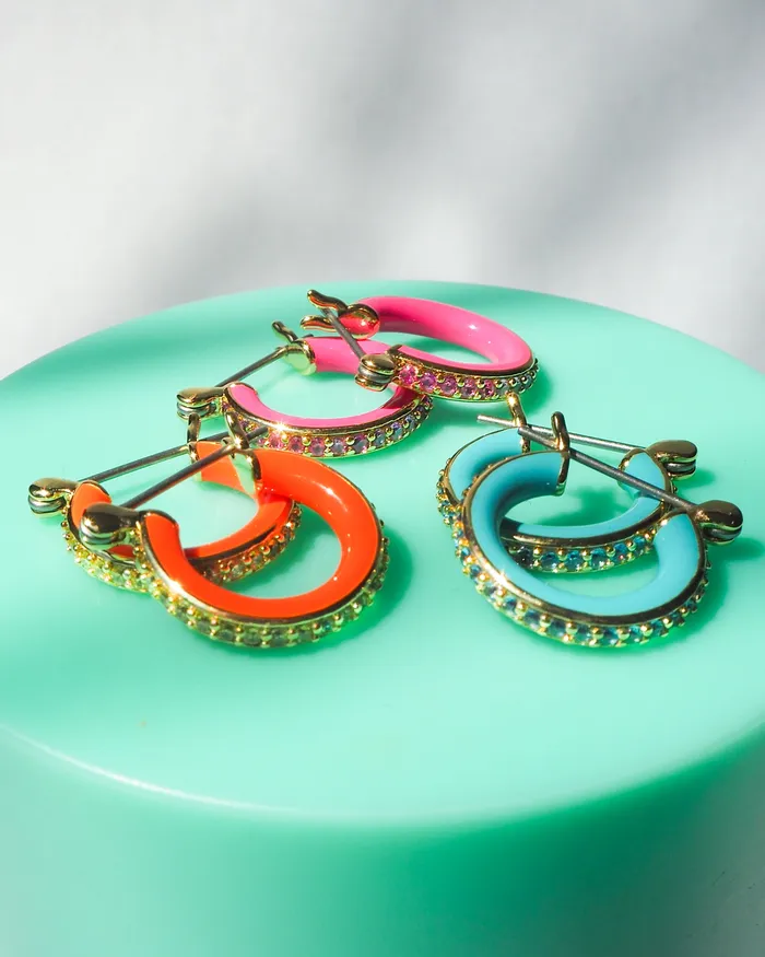 Luv Aj PreStyled Sets Pave Amalfi Huggies Turquoise Gold Luv Aj PreStyled Sets Pave Amalfi Huggies Turquoise Gold