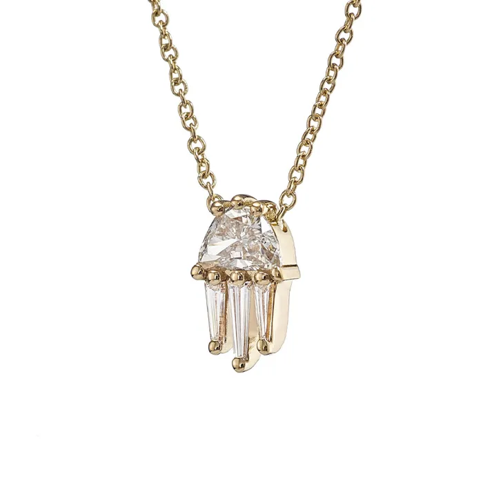 Necklaces ARTEMER Half Moon Diamond and Gold Necklace The Moon Beam