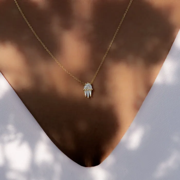 Necklaces ARTEMER Half Moon Diamond and Gold Necklace The Moon Beam