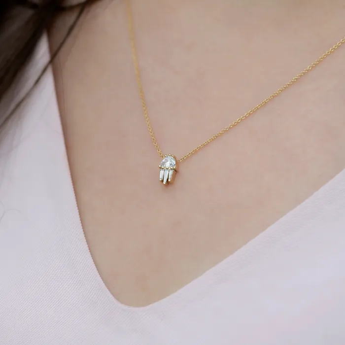 Necklaces ARTEMER Half Moon Diamond and Gold Necklace The Moon Beam