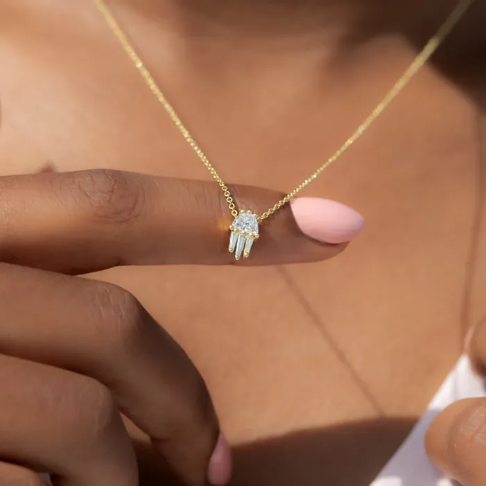 Necklaces ARTEMER Half Moon Diamond and Gold Necklace The Moon Beam