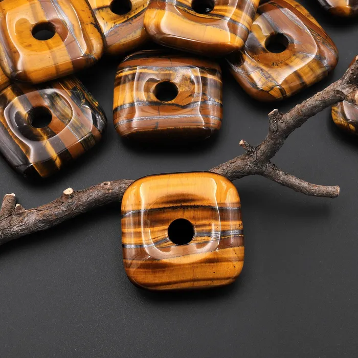 Necklaces Intrinsic Trading AAA Natural Tigers Eye Square Donut Pendant 30mm A1 Necklaces Intrinsic Trading AAA Natural Tigers Eye Square Donut Pendant 30mm A1