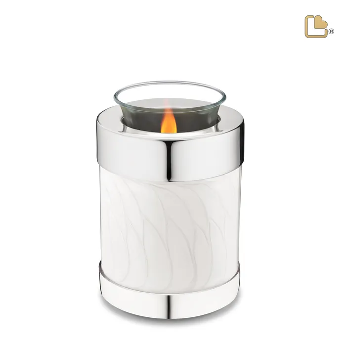 Rings LoveUrns Tealight Pearl Silver Cremation Urn