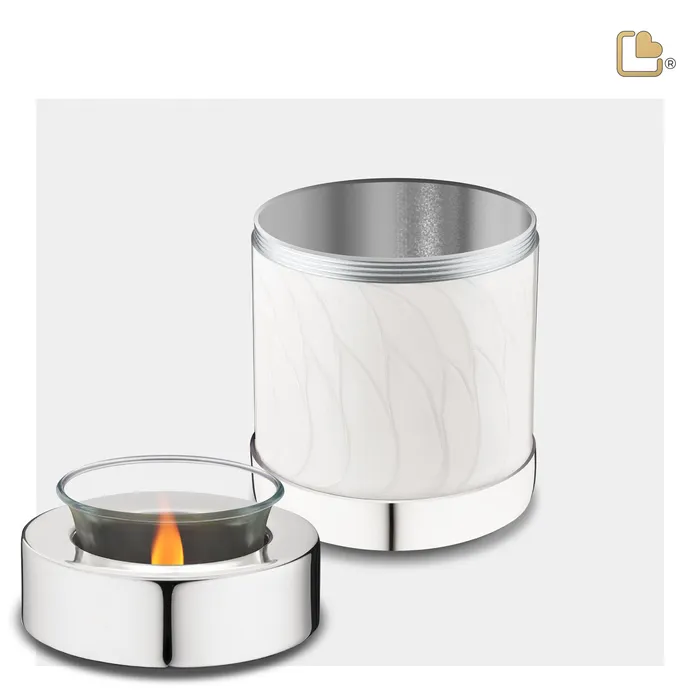 Rings LoveUrns Tealight Pearl Silver Cremation Urn