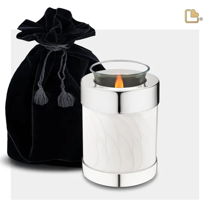 Rings LoveUrns Tealight Pearl Silver Cremation Urn