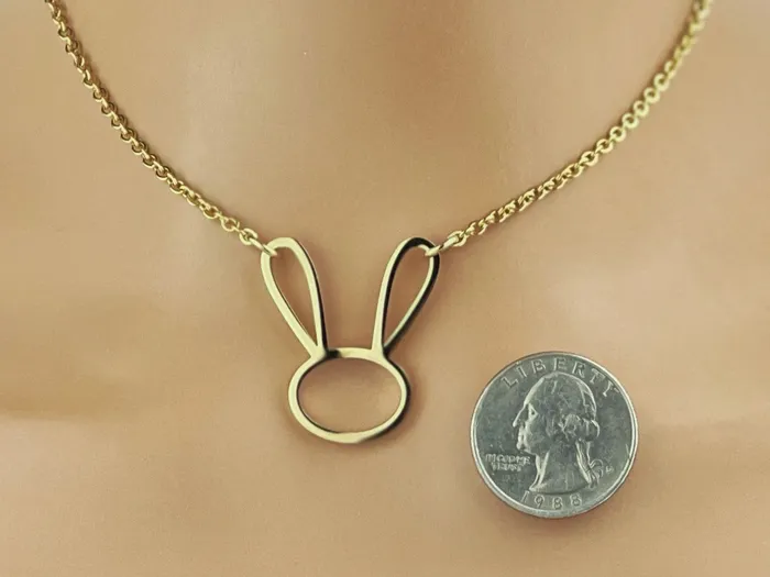 Submissive Day Collar Gold Bunny Necklace with Locking Options Captive Collars Necklaces