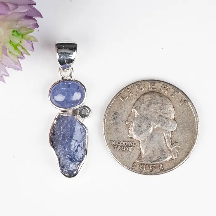 Tanzanite Blue Topaz Pendant 410 g 35x11mm 925 Silver InnerVision Crystals Necklaces